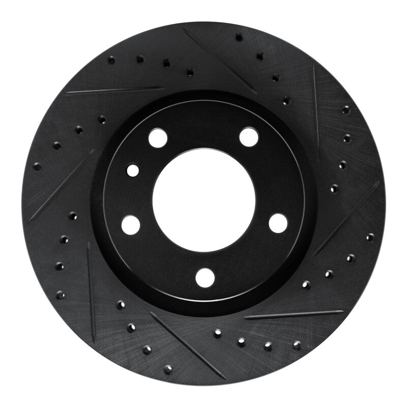 R1 Concepts R1 87-88 BMW M6 Front Right Drilled & Slotted Black Brake Rotor