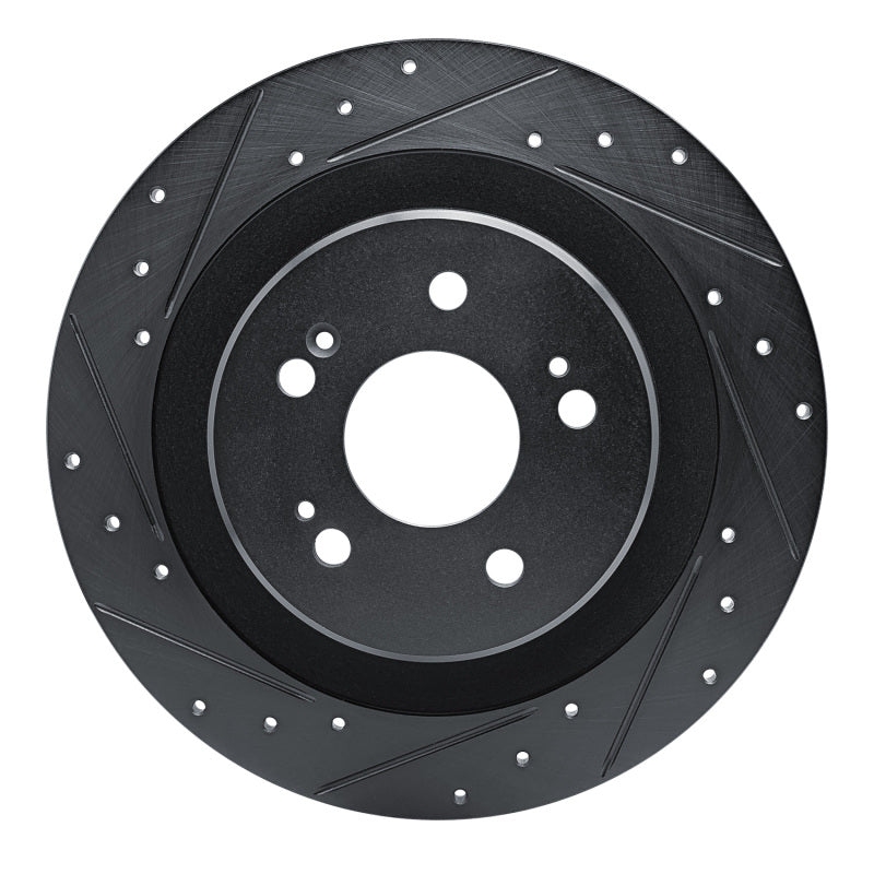 R1 Concepts R1 2021-2025 Acura TLX Rear Left Drilled & Slotted Black Brake Rotor