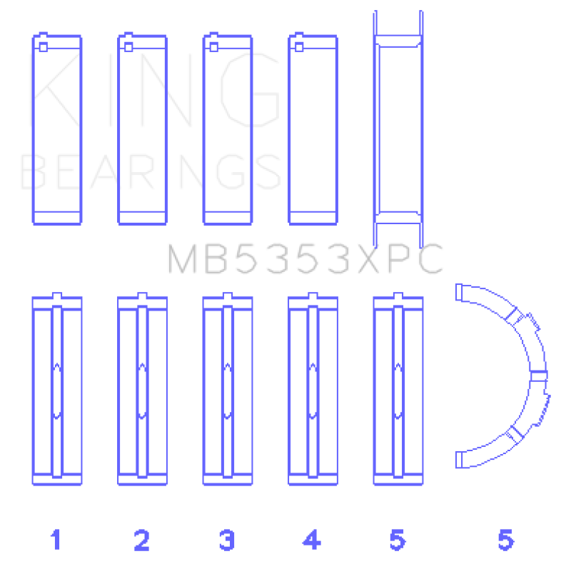 King Engine Bearings Ford 281 4.6L SOHC 16v Performance Main Bearing Set - Coated