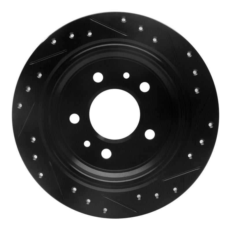 R1 Concepts R1 82-89 BMW 633CSI Rear Left Drilled & Slotted Black Brake Rotor