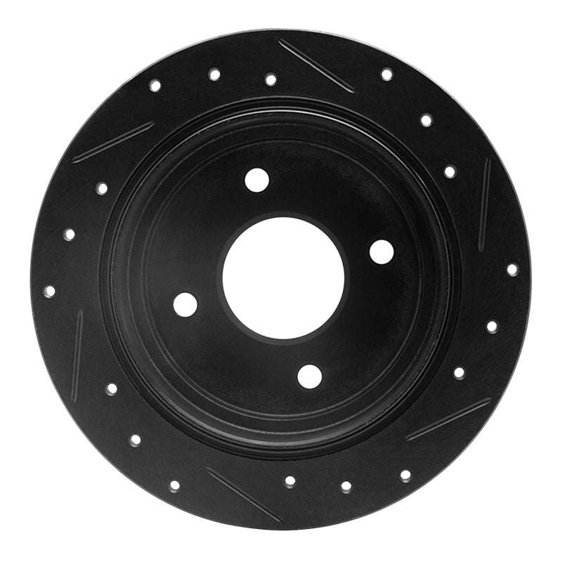 R1 Concepts R1 90-92 Infiniti M30 Rear Left Drilled & Slotted Black Brake Rotor