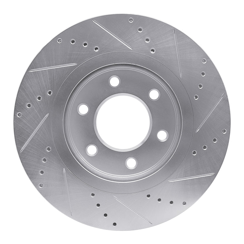 R1 Concepts R1 07-24 Infiniti QX56 Front Left Drilled & Slotted Silver Brake Rotor
