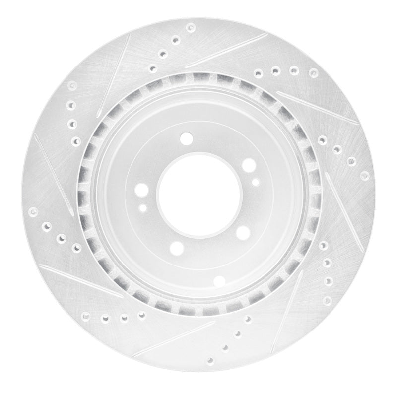 R1 Concepts R1 08-15 Mitsubishi Lancer Rear Right Drilled & Slotted Silver Brake Rotor