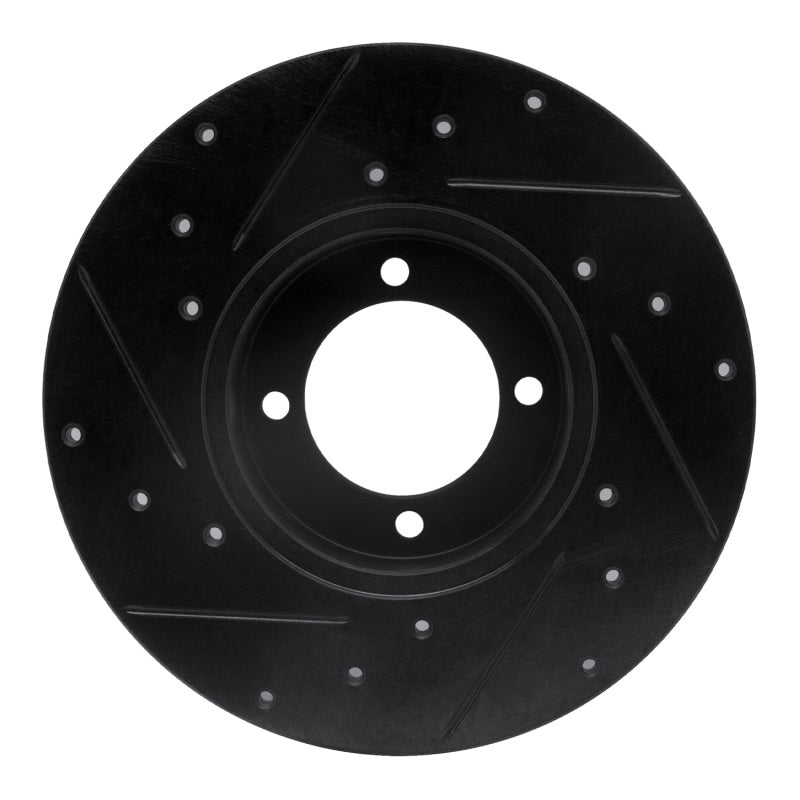 R1 Concepts R1 80-83 Nissan 200SX Front Right Drilled & Slotted Black Brake Rotor