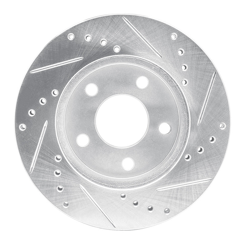 R1 Concepts R1 86-92 Ford Taurus (Excl SHO) Front Left Drilled & Slotted Silver Brake Rotor