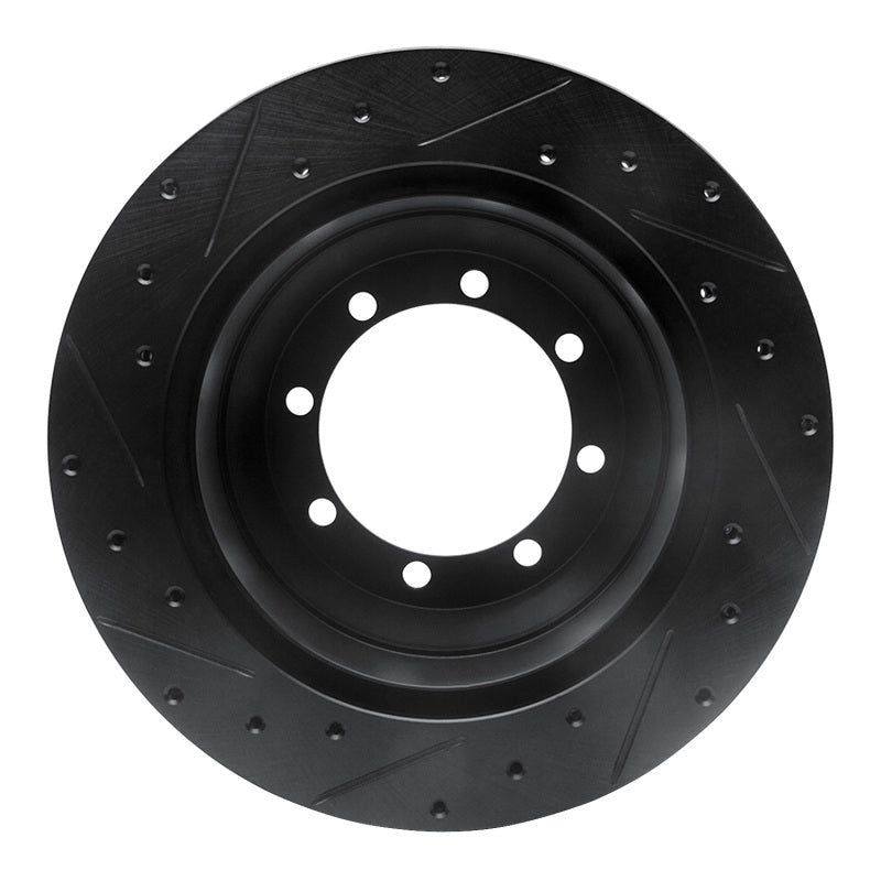 R1 Concepts R1 99-04 Ford F-350 Super Duty 4WD Rear Right Drilled & Slotted Black Brake Rotor