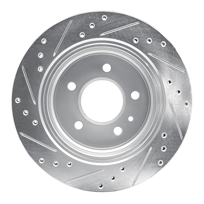 R1 Concepts R1 88-94 BMW 750IL Rear Right Drilled & Slotted Silver Brake Rotor