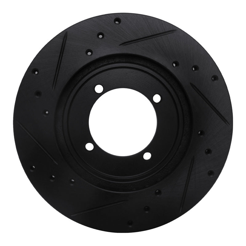 R1 Concepts R1 84-90 Dodge COLT Front Right Drilled & Slotted Black Brake Rotor