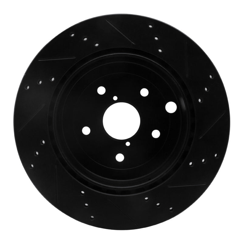 R1 Concepts R1 08-20 Subaru WRX Rear Left Drilled & Slotted Black Brake Rotor