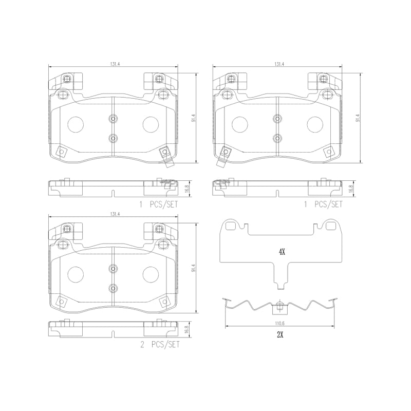 Brembo OE Brembo 19-22 Genesis G70/18-22 Kia Stinger Front NAO Brake Pad