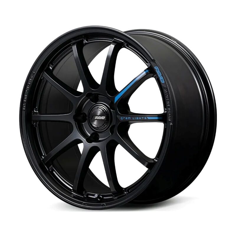Gram Lights 57NR LIMITED II 18x8.5 +45 5-114.3 Semigloss Black Wheel w/ Black Cap/Stickers/Air Valve