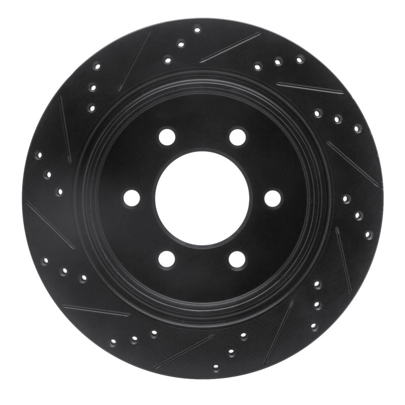 R1 Concepts R1 15-17 Ford F-150 RWD Rear Right Drilled & Slotted Black Brake Rotor