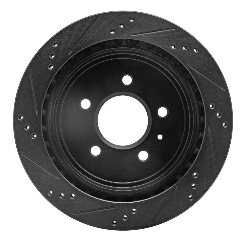 R1 Concepts R1 03-11 Cadillac STS Rear Right Drilled & Slotted Black Brake Rotor