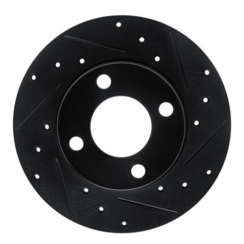 R1 Concepts R1 78-85 Audi 5000 Front Right Drilled & Slotted Black Brake Rotor