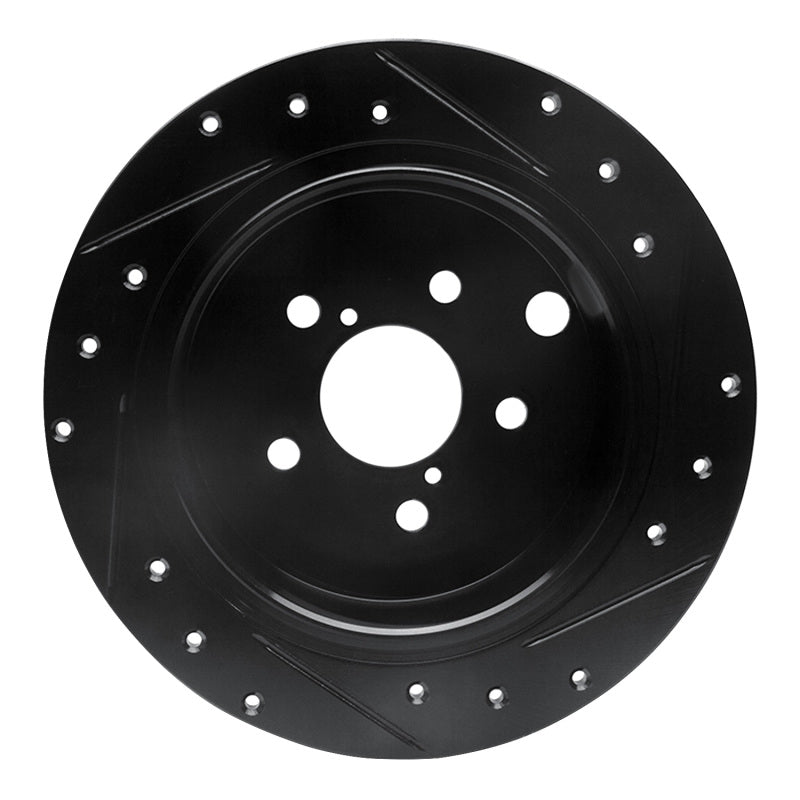 R1 Concepts R1 12-23 Subaru Crosstrek Rear Left Drilled & Slotted Black Brake Rotor