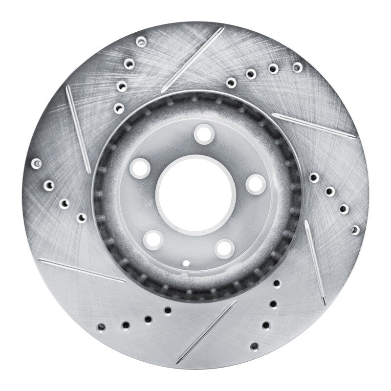 R1 Concepts R1 13-19 Mazda CX-5 Front Right Drilled & Slotted Silver Brake Rotor