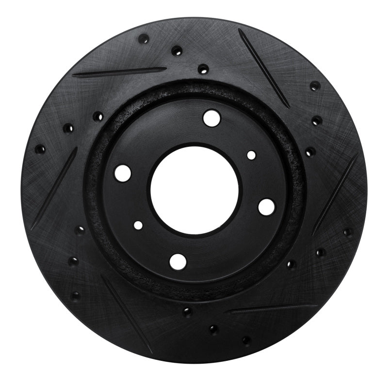 R1 Concepts R1 85-89 Nissan STANZA Front Left Drilled & Slotted Black Brake Rotor
