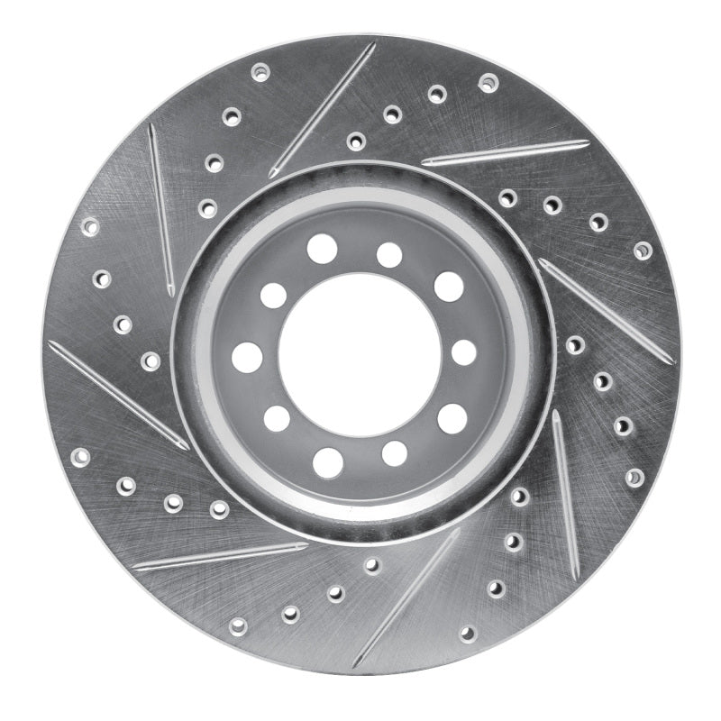 R1 Concepts R1 85-91 Mercedes-Benz 560SEC Front Right Drilled & Slotted Silver Brake Rotor