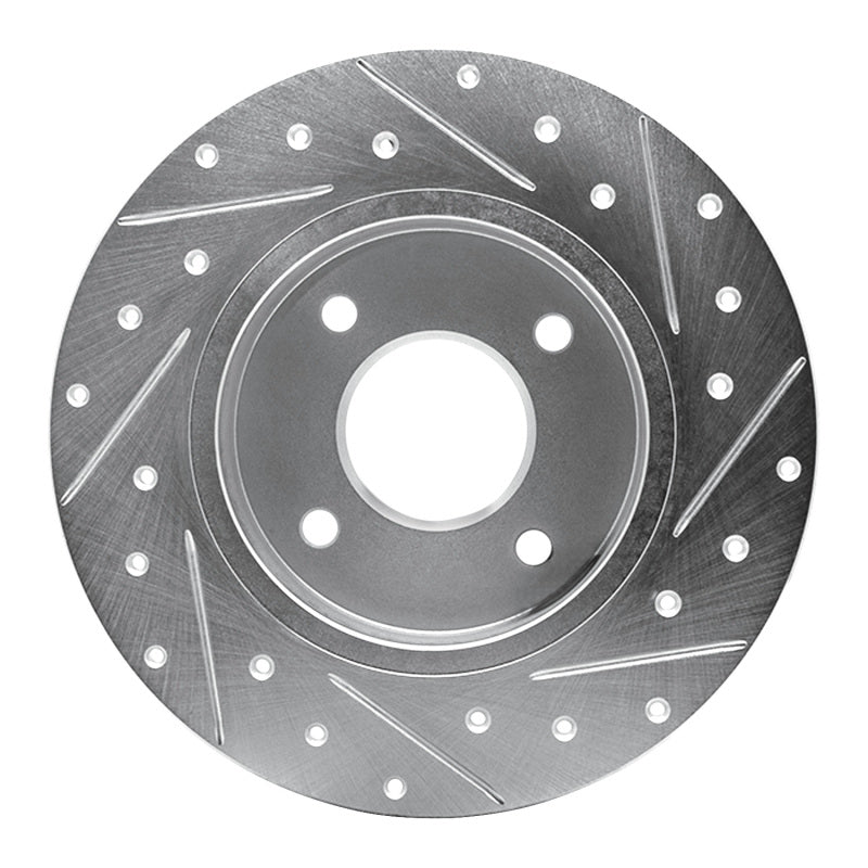 R1 Concepts R1 04-06 Nissan Sentra Rear Left Drilled & Slotted Silver Brake Rotor