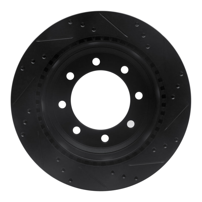 R1 Concepts R1 08-25 Ford E-150 Rear Left Drilled & Slotted Black Brake Rotor