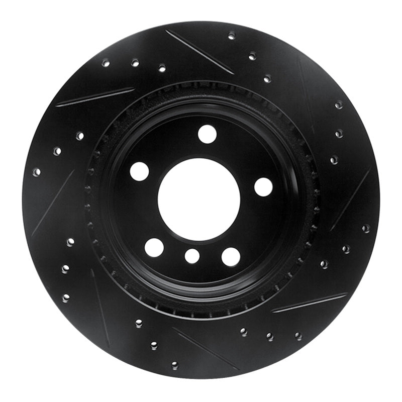 R1 Concepts R1 06-21 BMW 228I xDrive Rear Left Drilled & Slotted Black Brake Rotor