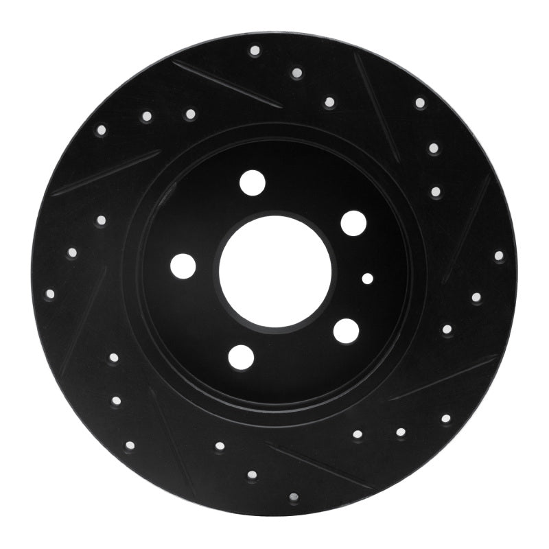 R1 Concepts R1 00-09 Audi A4 Quattro Rear Left Drilled & Slotted Black Brake Rotor