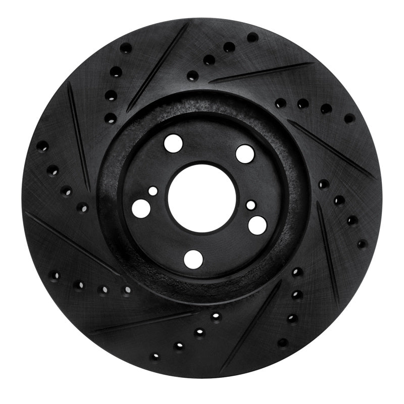 R1 Concepts R1 00-10 Pontiac Vibe Front Right Drilled & Slotted Black Brake Rotor