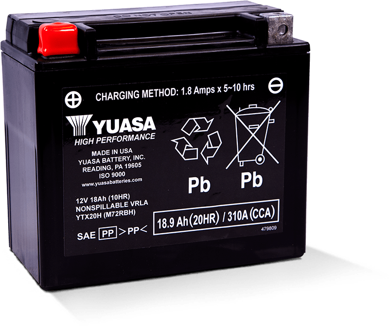 Yuasa Battery Yuasa YTX20H Maintenance Free AGM 12-Volt Battery