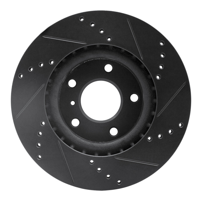 R1 Concepts R1 03-05 Infiniti G35 Front Left Drilled & Slotted Black Brake Rotor