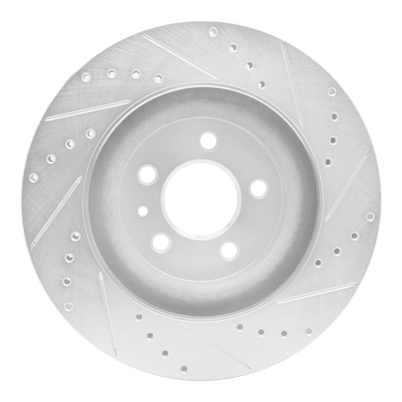 R1 Concepts R1 11-14 Ford Mustang Front Left Drilled & Slotted Silver Brake Rotor