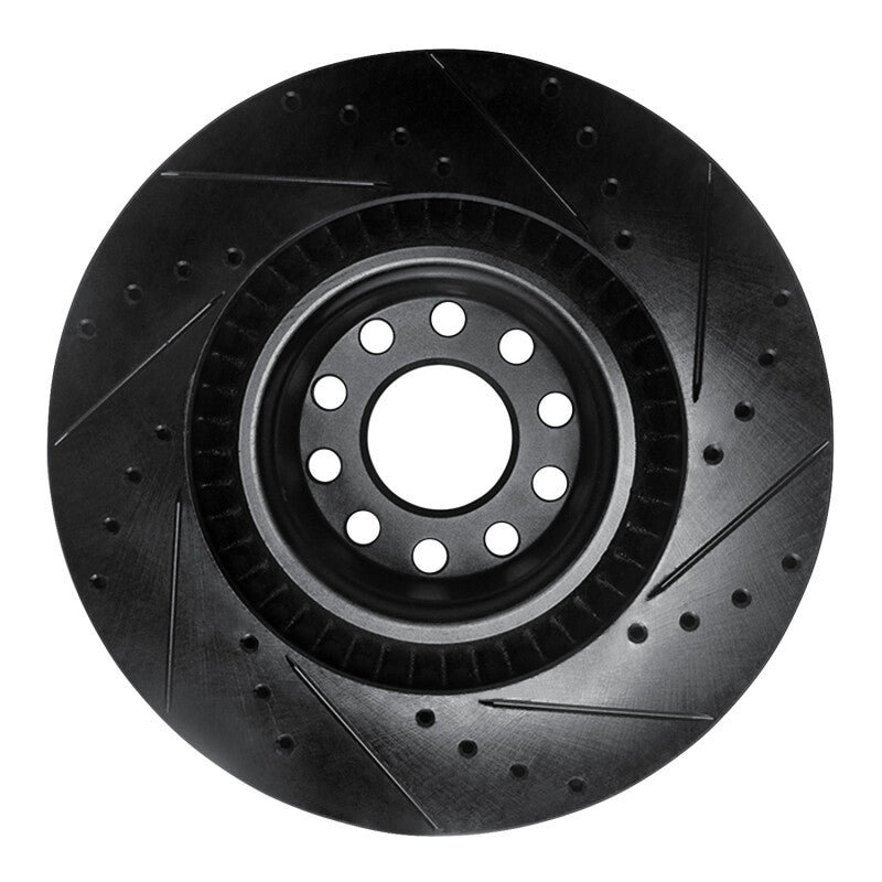 R1 Concepts R1 01-03 Audi S8 Front Left Drilled & Slotted Black Brake Rotor