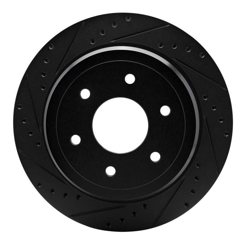 R1 Concepts R1 16-24 Nissan Titan XD Rear Left Drilled & Slotted Black Brake Rotor