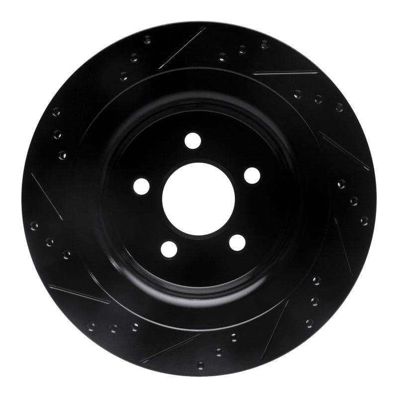 R1 Concepts R1 15-23 Ford Mustang Rear Right Drilled & Slotted Black Brake Rotor