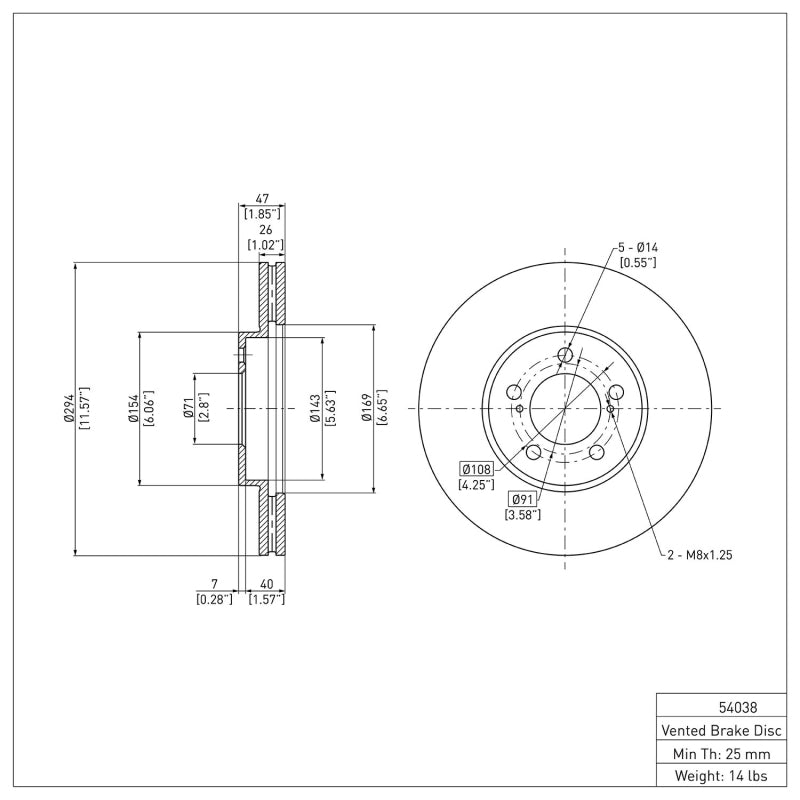 DFC 93-07 Ford Thunderbird Front Brake Rotor