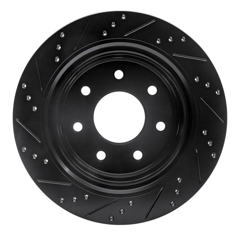 R1 Concepts R1 12-14 Ford F-150 RWD Rear Right Drilled & Slotted Black Brake Rotor