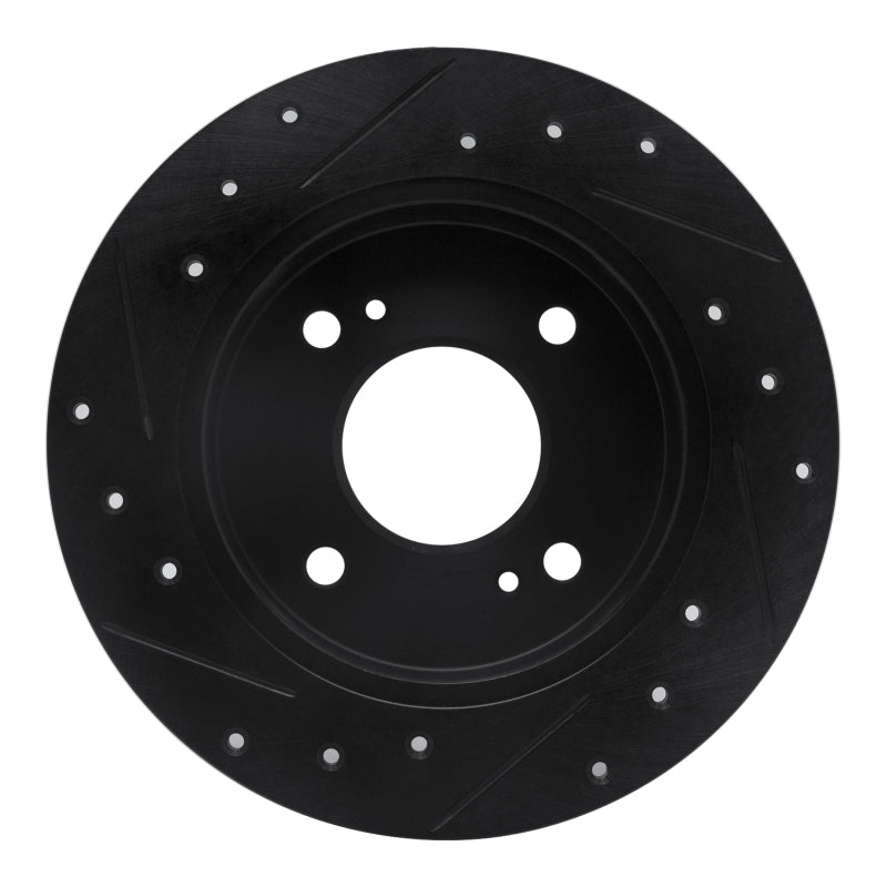 R1 Concepts R1 90-06 Infiniti G20 Rear Right Drilled & Slotted Black Brake Rotor