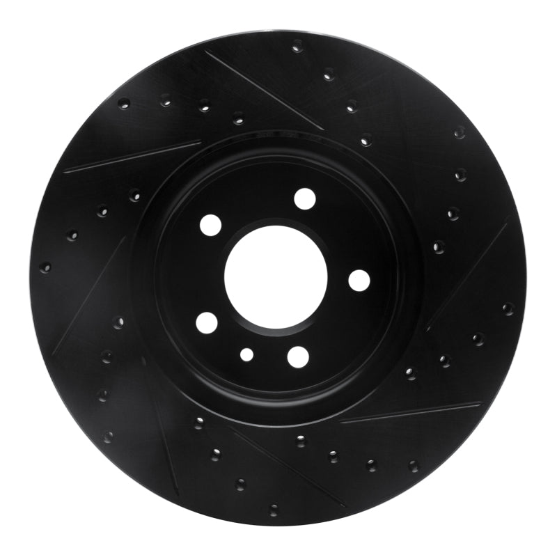 R1 Concepts R1 13-25 Cadillac CT4 Front Left Drilled & Slotted Black Brake Rotor