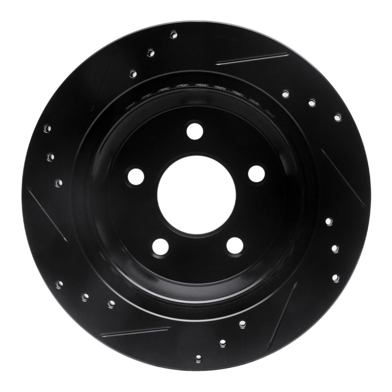 R1 Concepts R1 94-04 Ford Mustang Rear Right Drilled & Slotted Black Brake Rotor