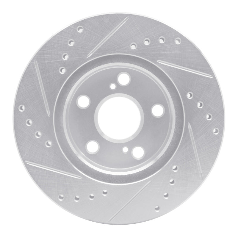 R1 Concepts R1 04-09 Toyota Prius Front Right Drilled & Slotted Silver Brake Rotor
