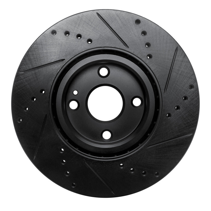 R1 Concepts R1 16-25 Fiat 124 Spider Front Left Drilled & Slotted Black Brake Rotor