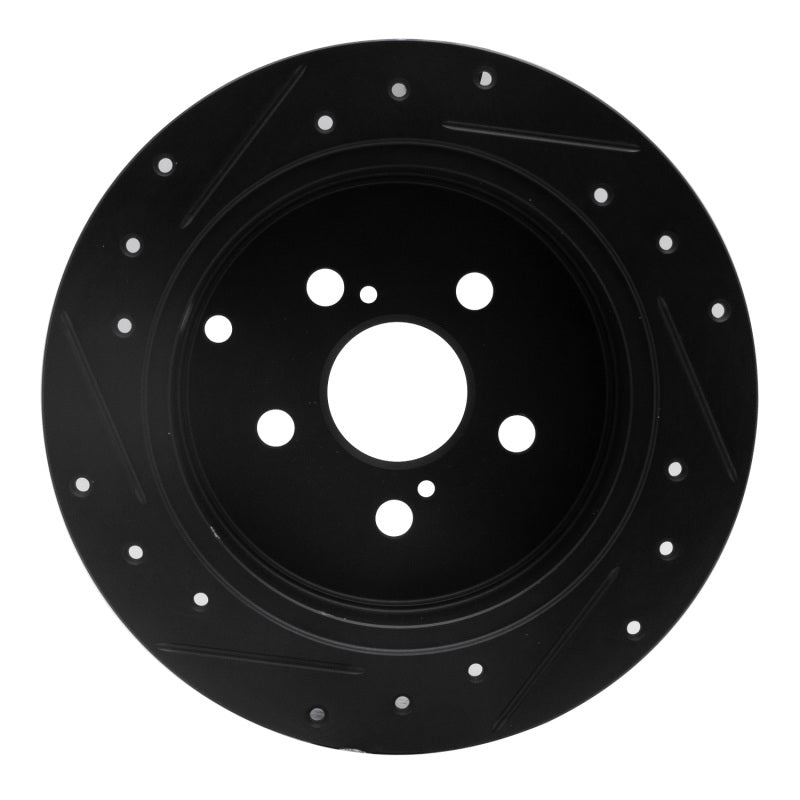 R1 Concepts R1 00-10 Pontiac Vibe Rear Right Drilled & Slotted Black Brake Rotor