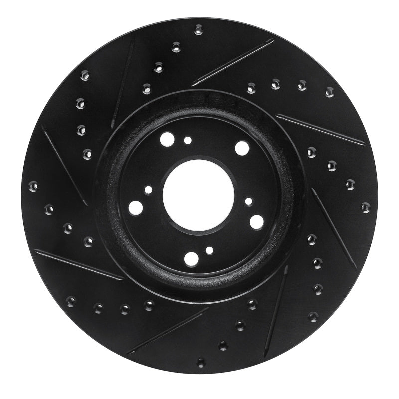 R1 Concepts R1 02-15 Acura ILX Front Right Drilled & Slotted Black Brake Rotor