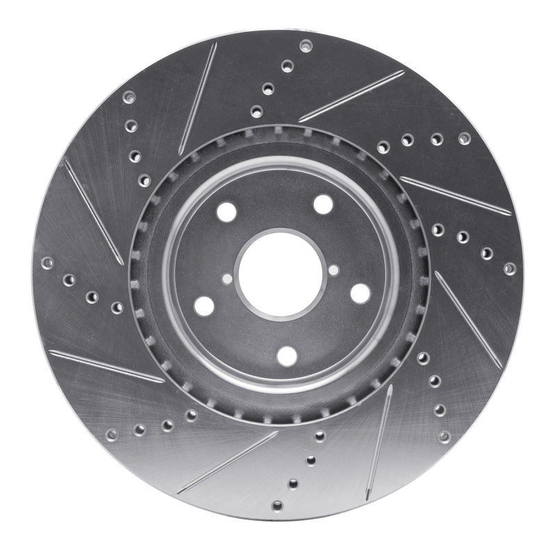 R1 Concepts R1 05-20 Subaru WRX Front Right Drilled & Slotted Silver Brake Rotor