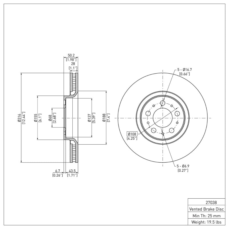 DFC 03-09 Volvo XC90/S60 Front Brake Rotor