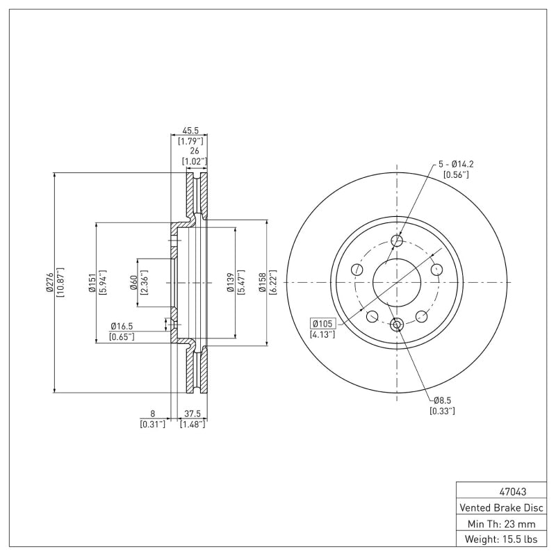 DFC 11-23 Chevrolet Sonic (USA/Canada) Front Brake Rotor