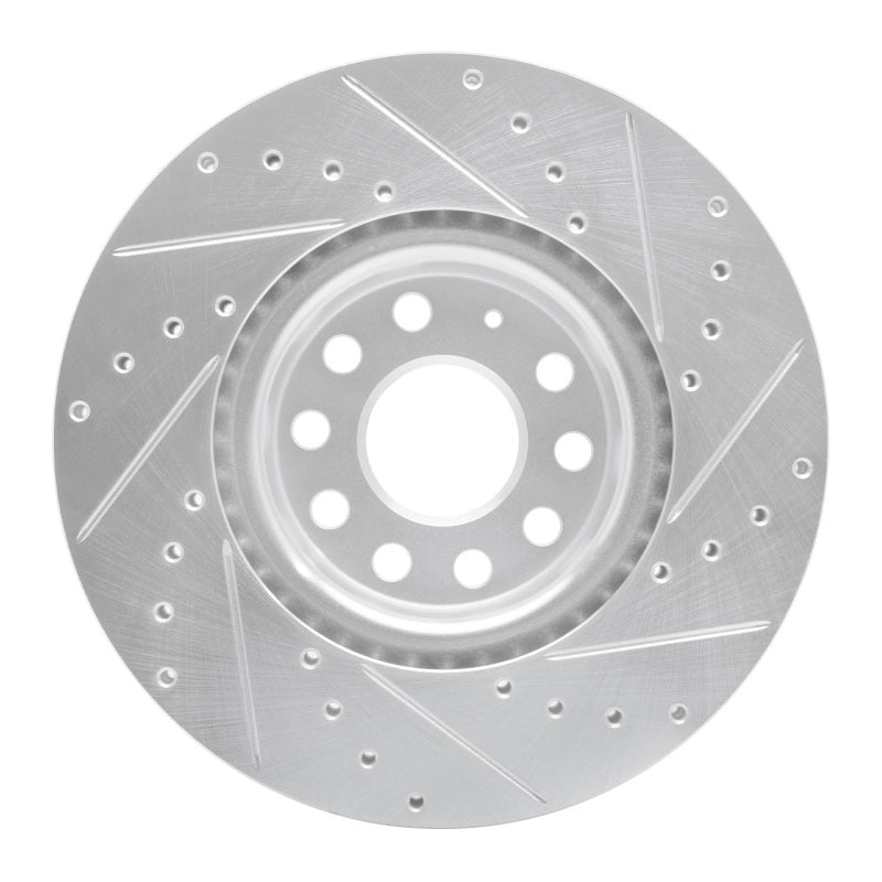 R1 Concepts R1 05-25 Audi Q3 Front Left Drilled & Slotted Silver Brake Rotor