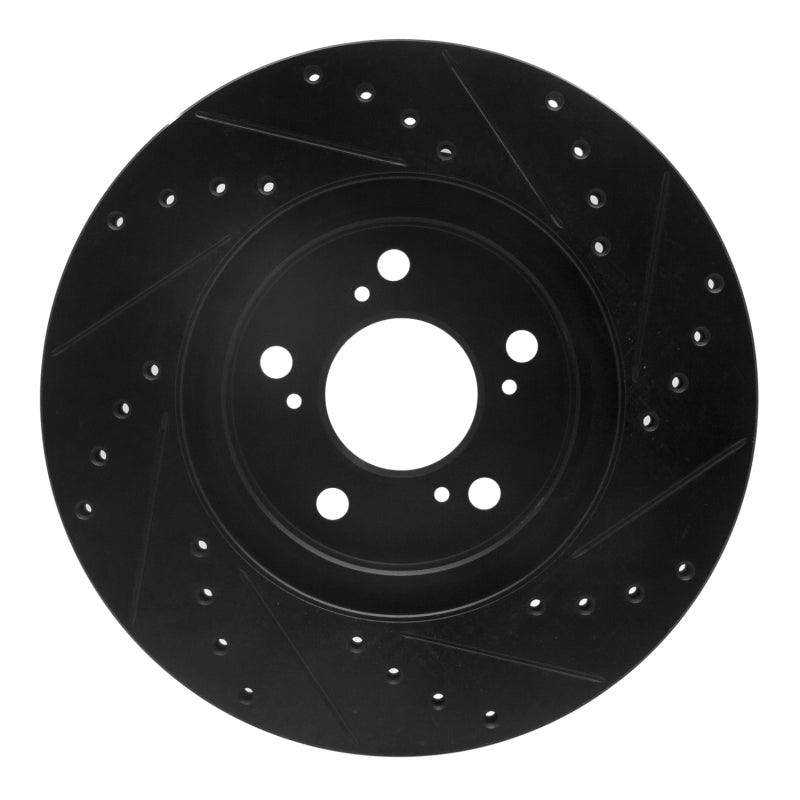 R1 Concepts R1 05-12 Acura RL Front Left Drilled & Slotted Black Brake Rotor