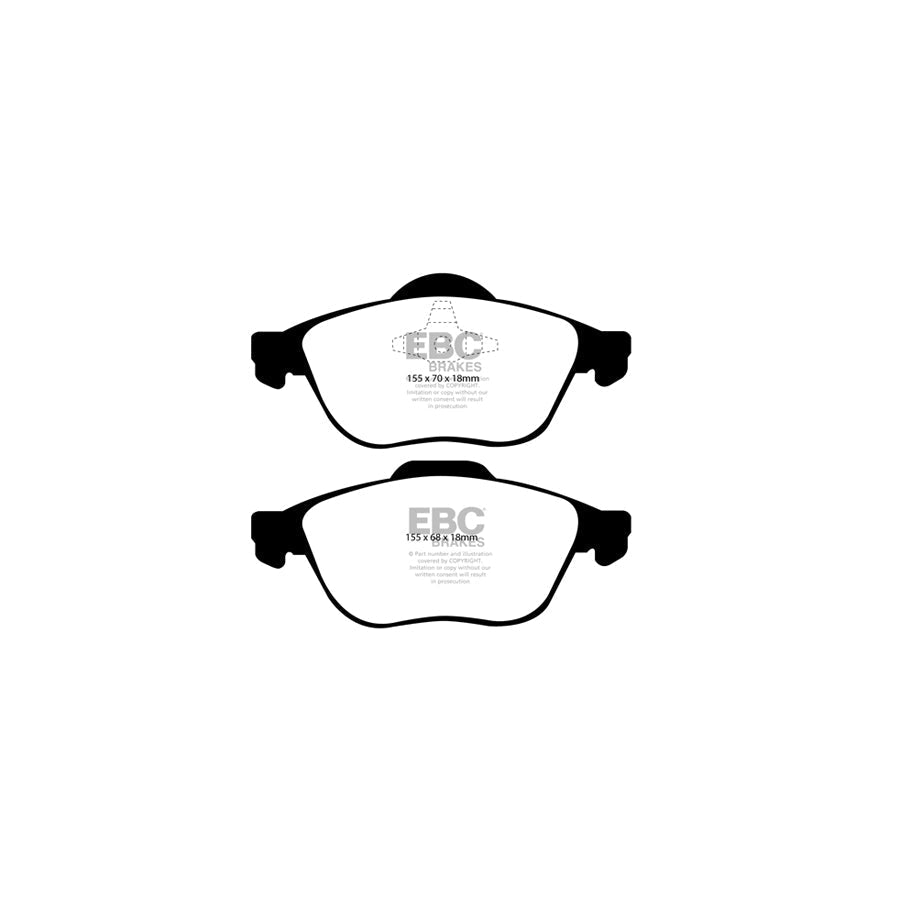 EBC PD01KF1278 Renault Laguna 2 Greenstuff Front Brake Pad & Plain Disc Kit - ATE Caliper 2 | ML Performance US Car Parts