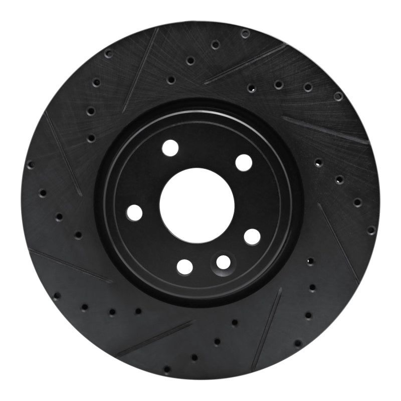 R1 Concepts R1 17-19 Jaguar XE Front Left Drilled & Slotted Black Brake Rotor