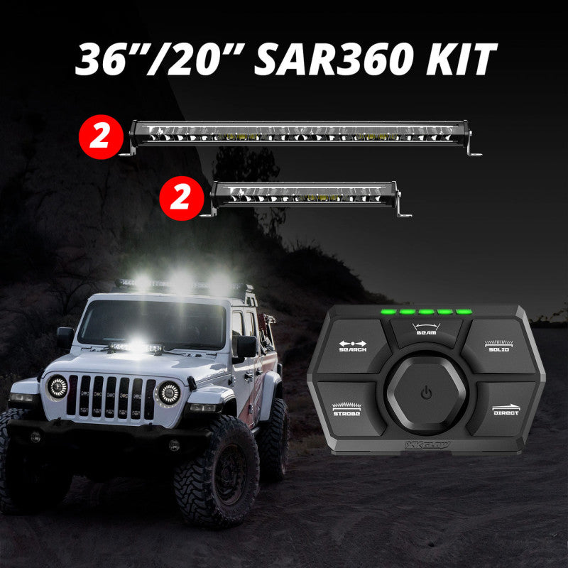 XKGLOW XK Glow SAR360 Light Bar Kit Emergency Search and Rescue Light System (2)36In (2)20In